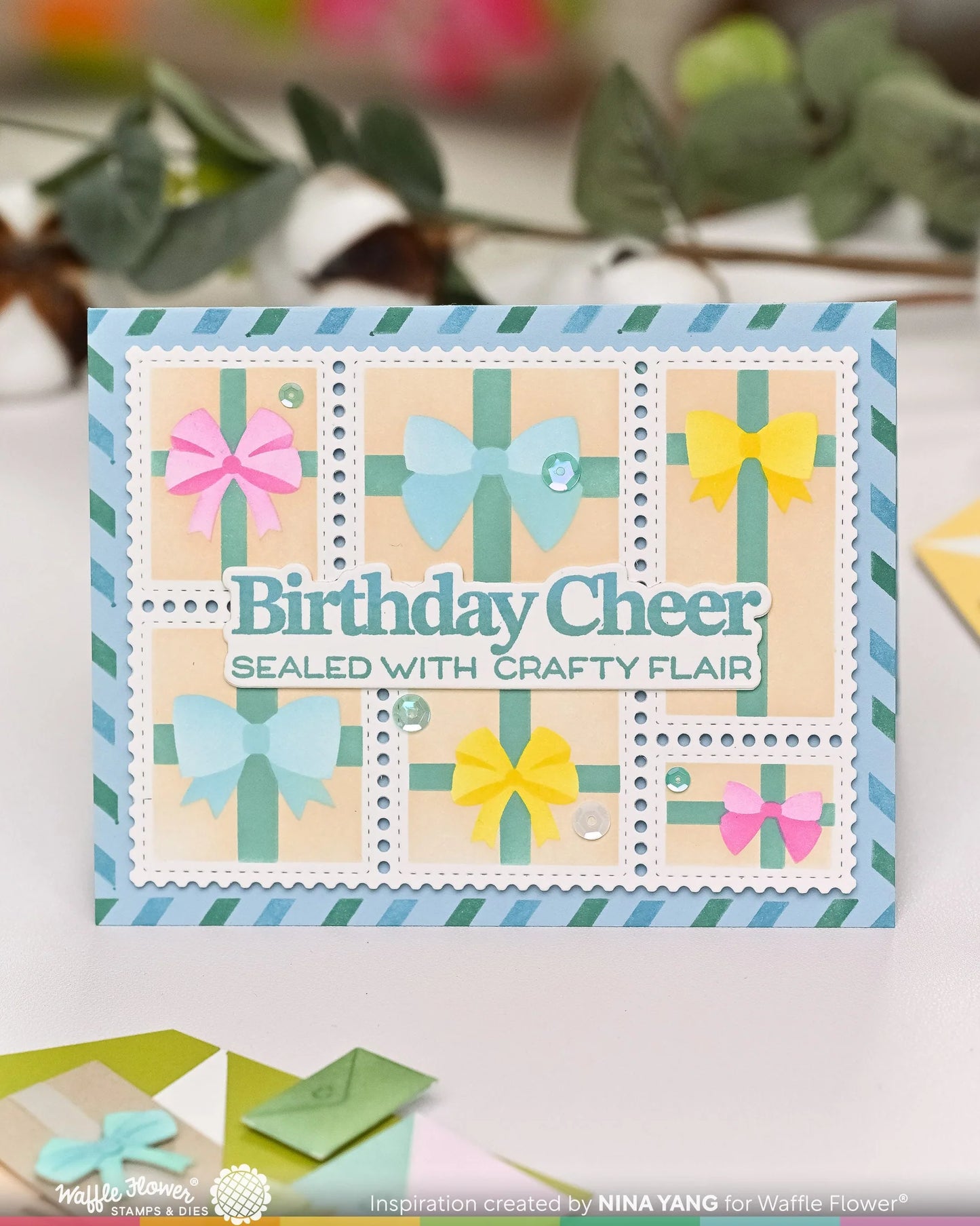 Waffle Flower Postage Collage Gifts Stencil Set