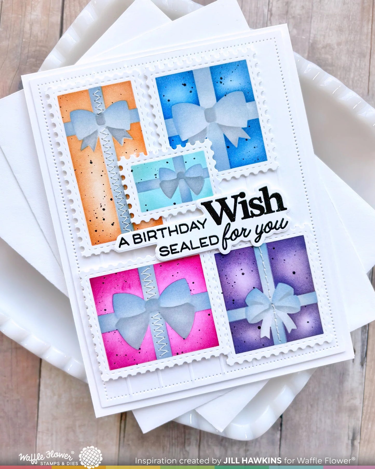 Waffle Flower Postage Collage Gifts Stencil Set