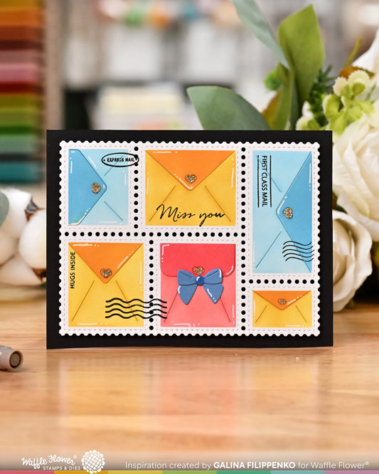 Waffle Flower Postage Collage Envelope Die