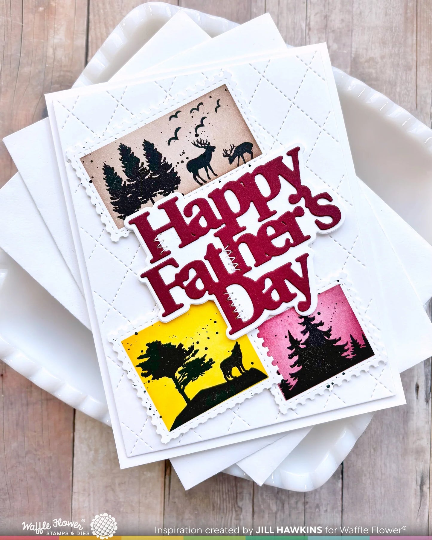 Waffle Flower Postage Collage Forest Sunset Stamp Set