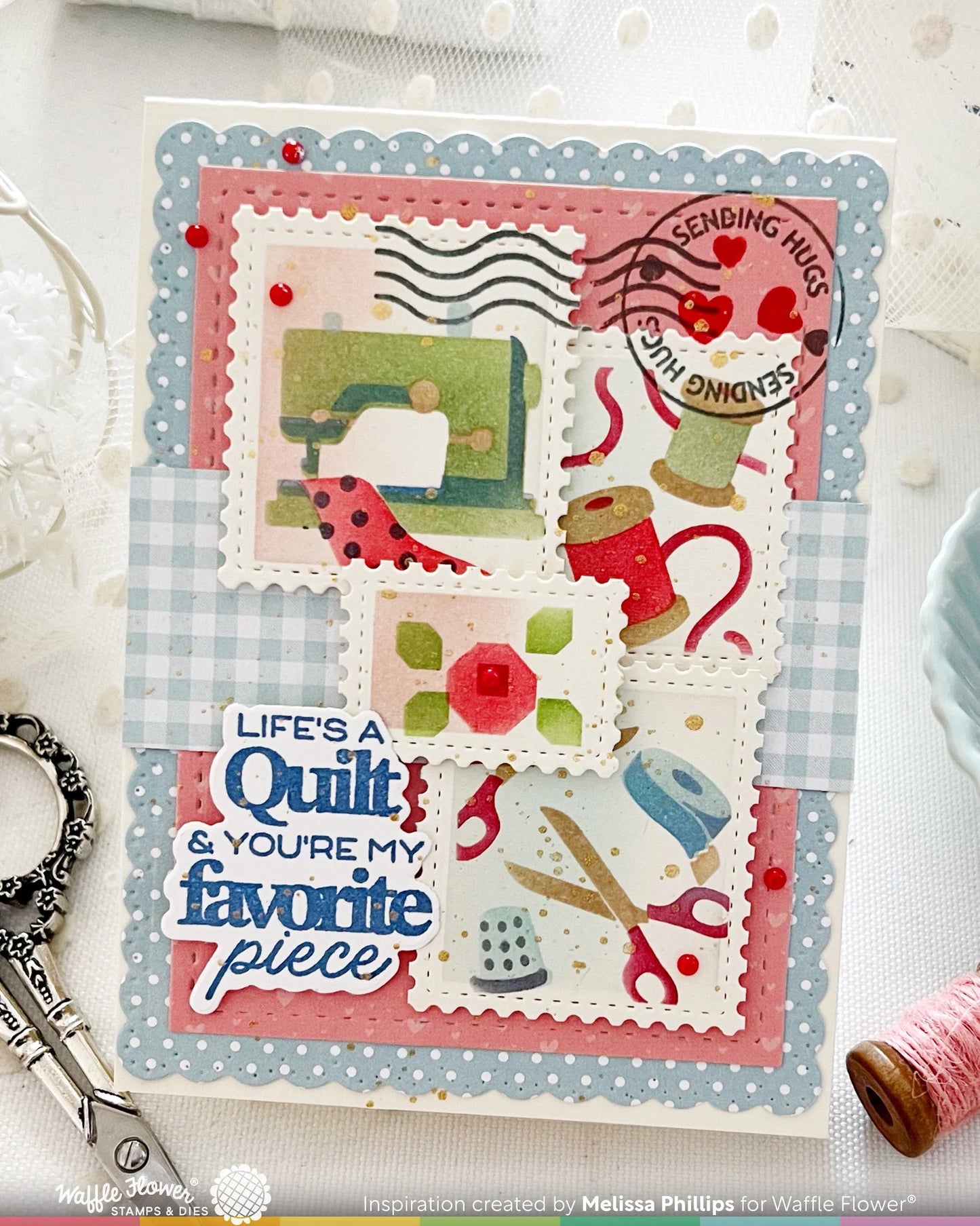 Waffle Flower Postage Collage Sew Fun Stencil Set