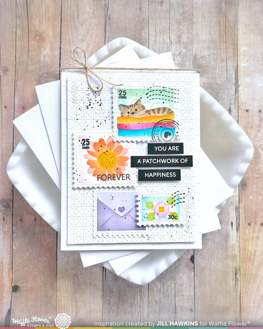 Waffle Flower Postage Collage Circle Sentiments