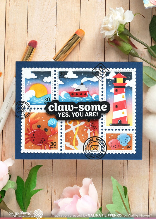 Waffle Flower Postage Collage Costal Stencil Set