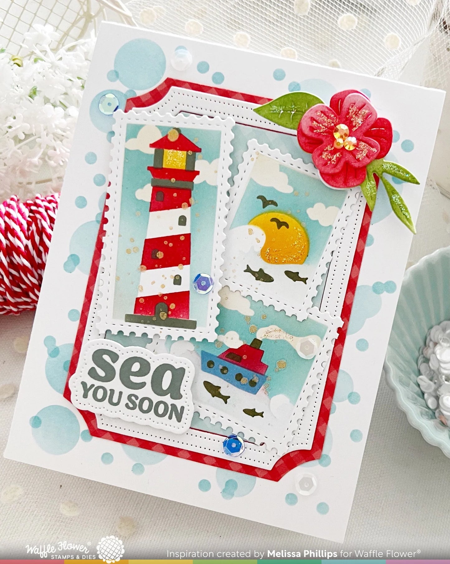 Waffle Flower Postage Collage Costal Stencil Set