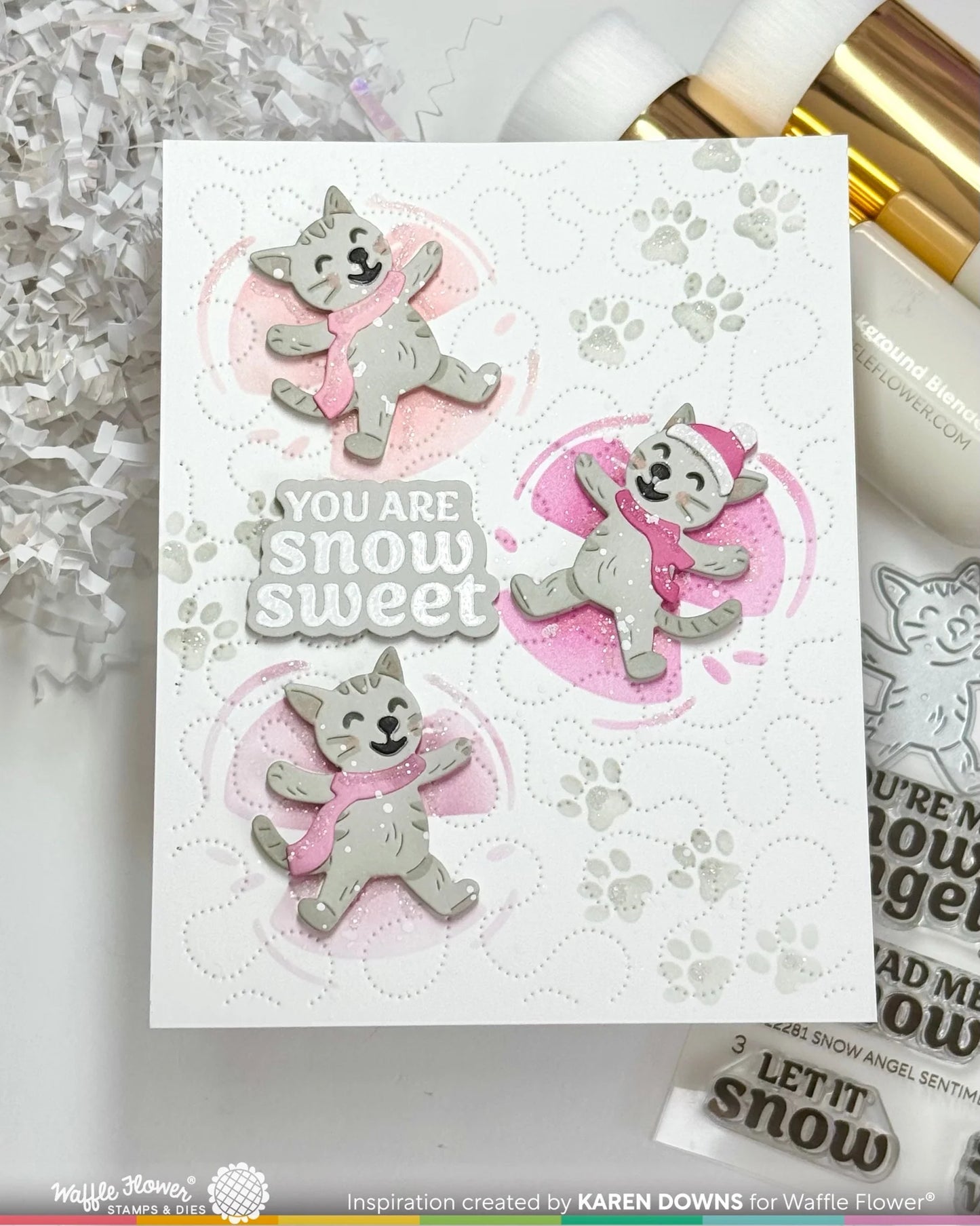 Waffle Flower Snow Angel Cat Duo Die-n-Stencil