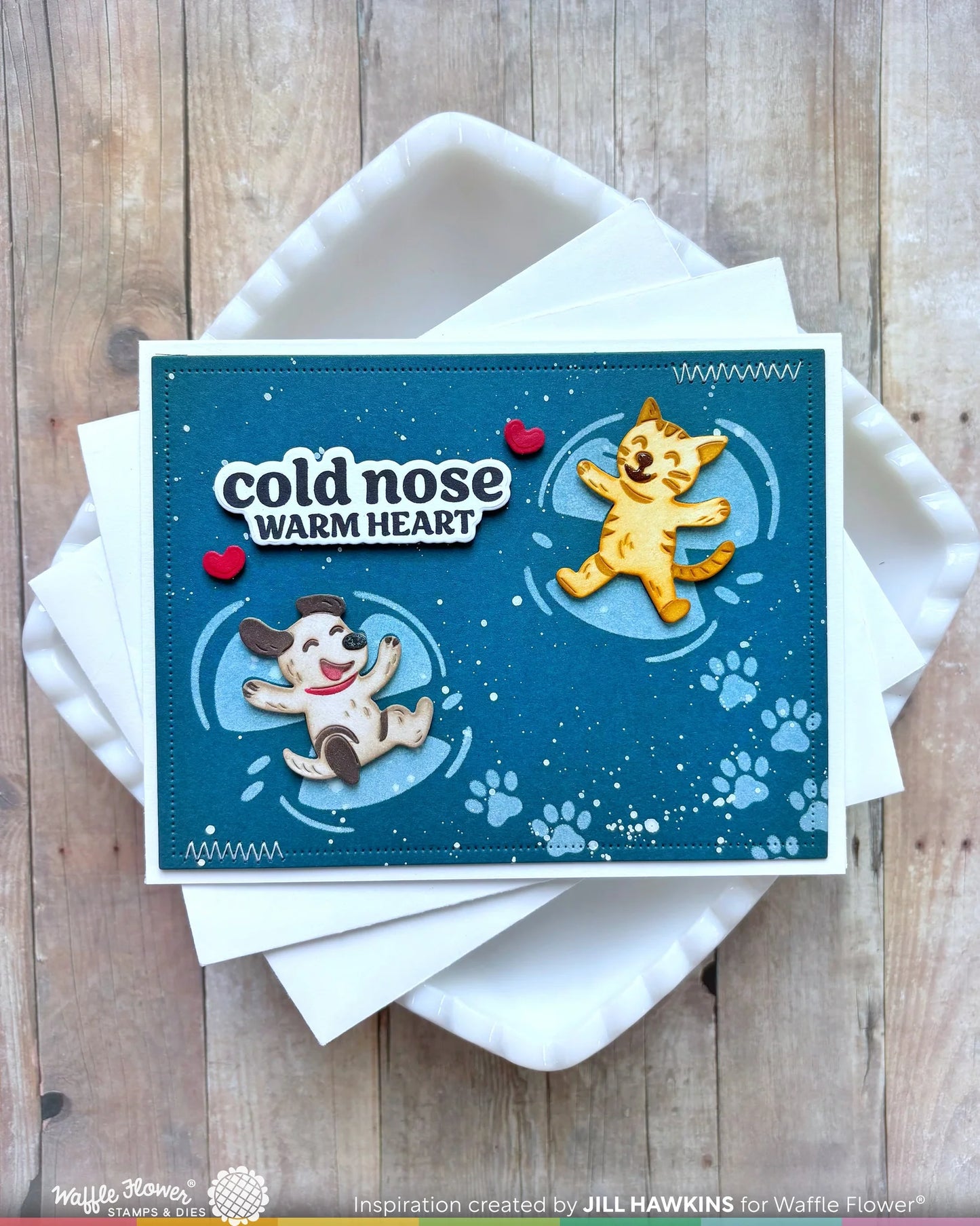 Waffle Flower Snow Angel Sentiments Combo (Stamp and Die set)