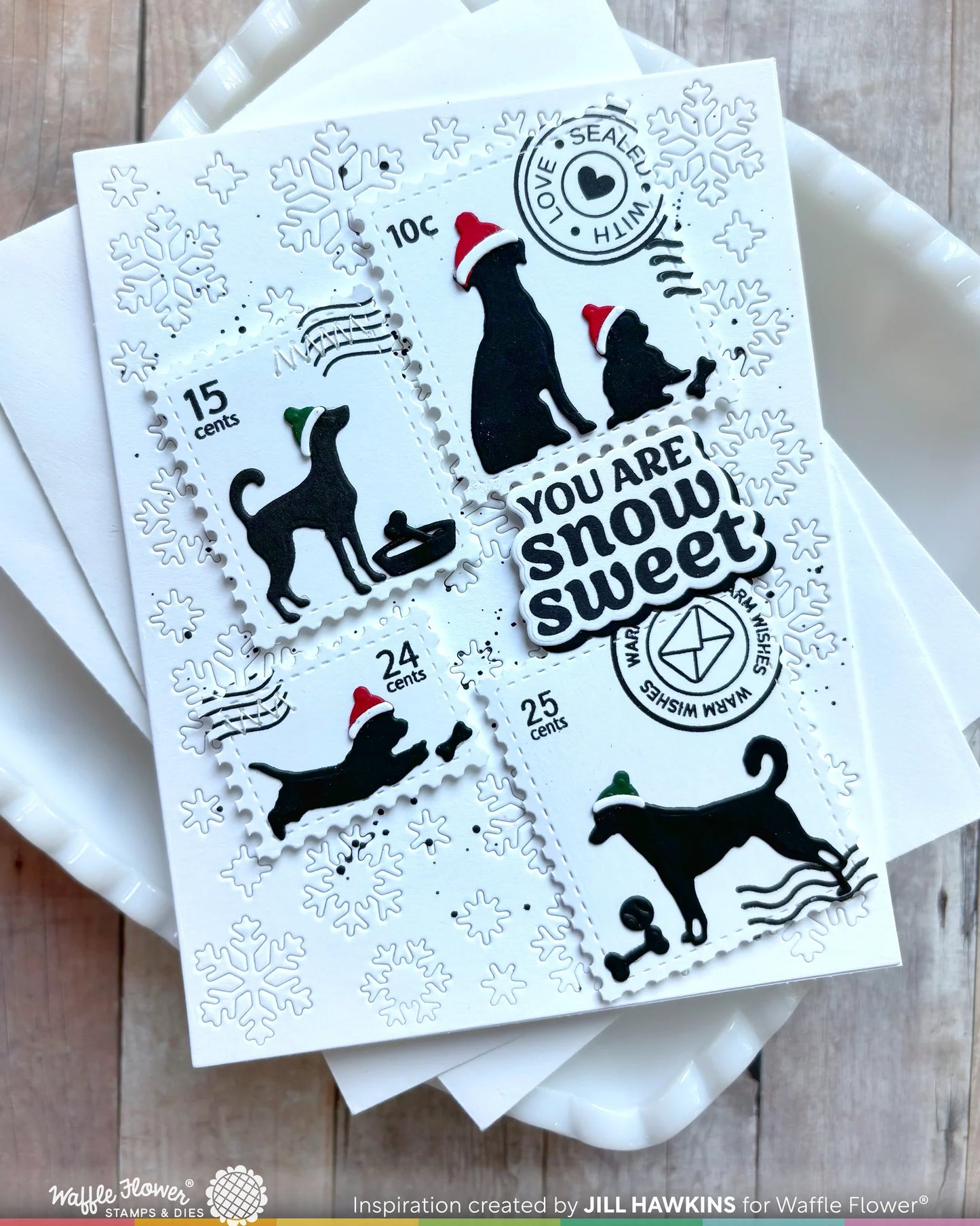 Waffle Flower Snow Angel Sentiments Combo (Stamp and Die set)