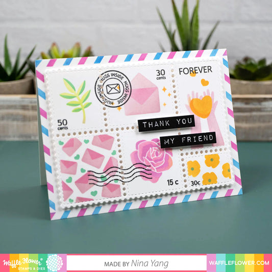 Waffle Flower Postage Collage Everyday Stencil