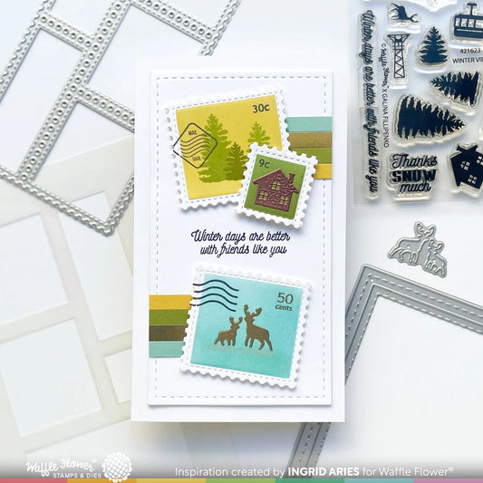 Waffle Flower Postage Collage Mini Slimline Blocks Die