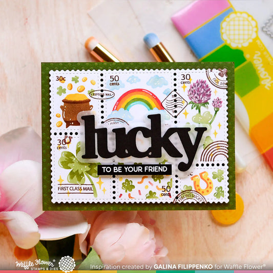 Waffle Flower Postage Collage Lucky Stamp Set