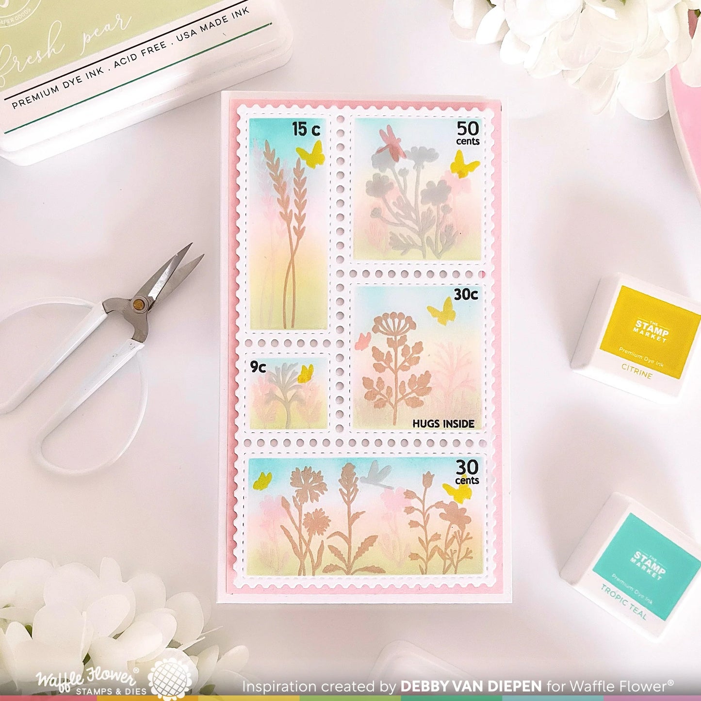 Waffle Flower Postage Collage Wild Flower Silhouettes Stamp Set