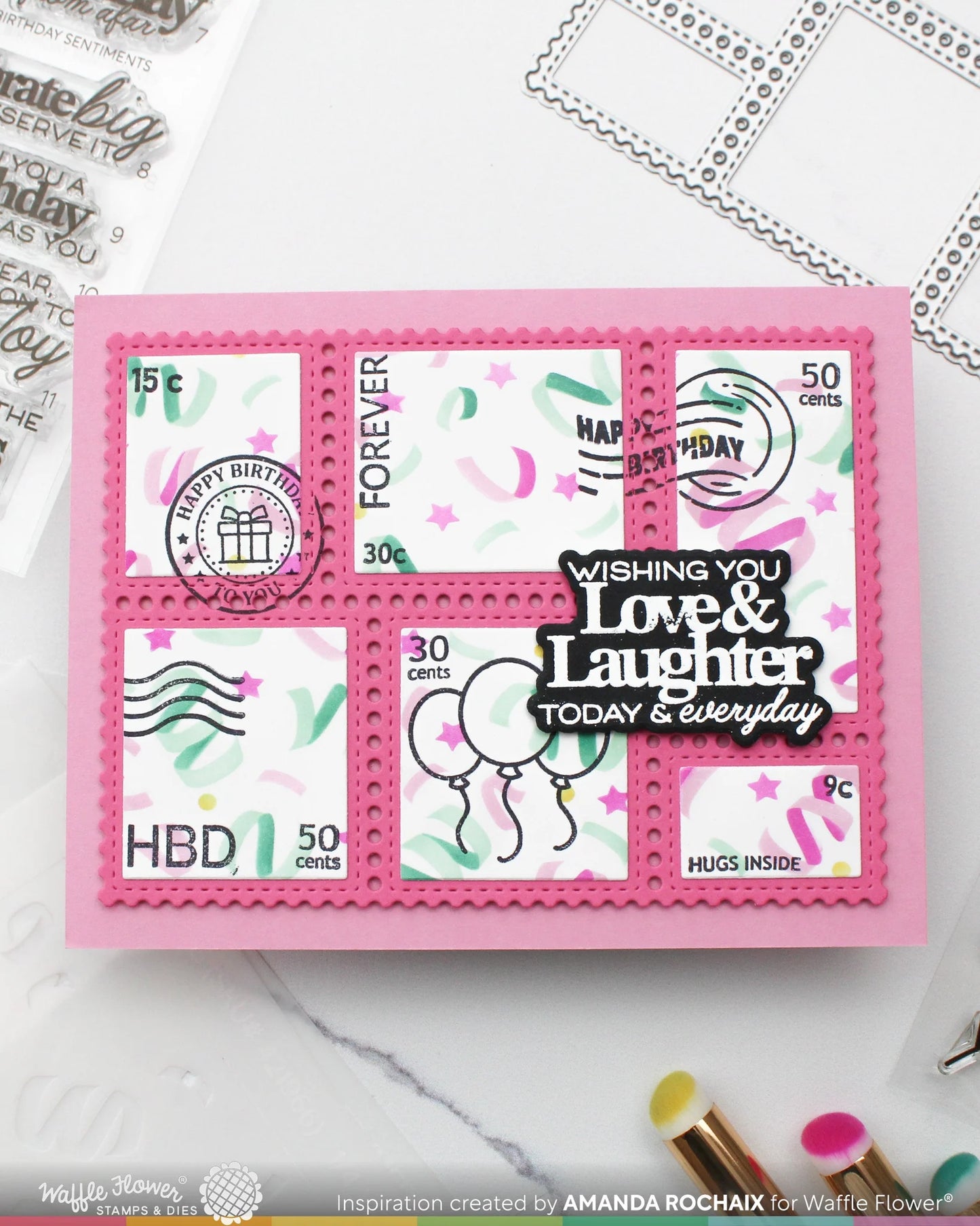 Waffle Flower Sweet Birthday Sentiments Combo (Stamp and Die set)