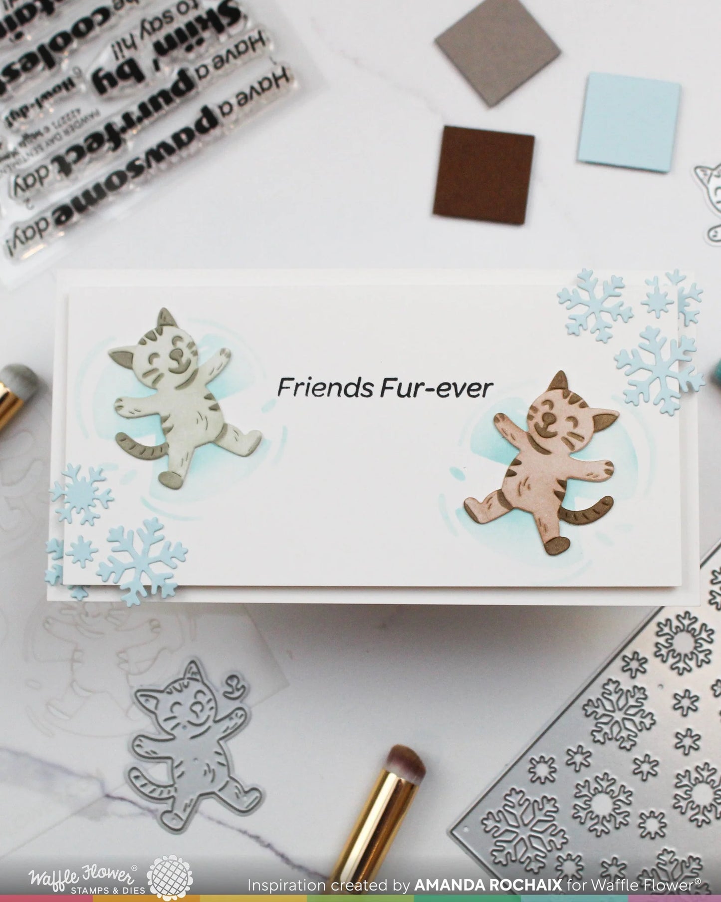Waffle Flower Snow Angel Cat Duo Die-n-Stencil