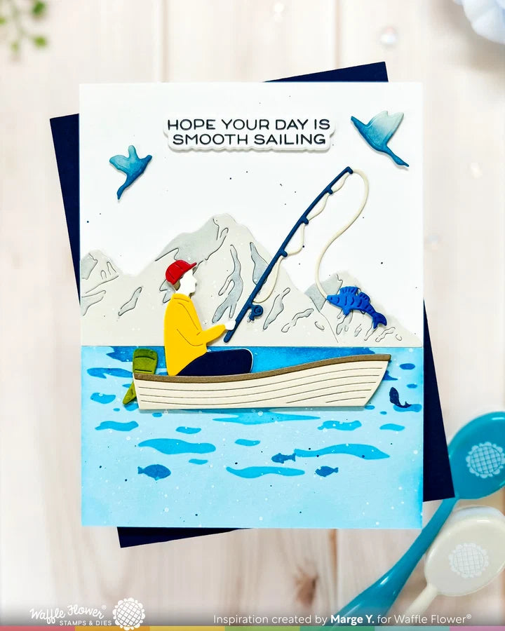 Waffle Flower Fishing Puns Combo (Stamp and Die set)