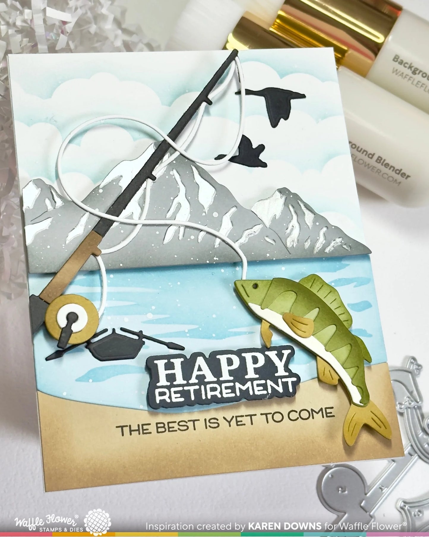 Waffle Flower Retirement Sentiments Combo (Stamp and Die set)