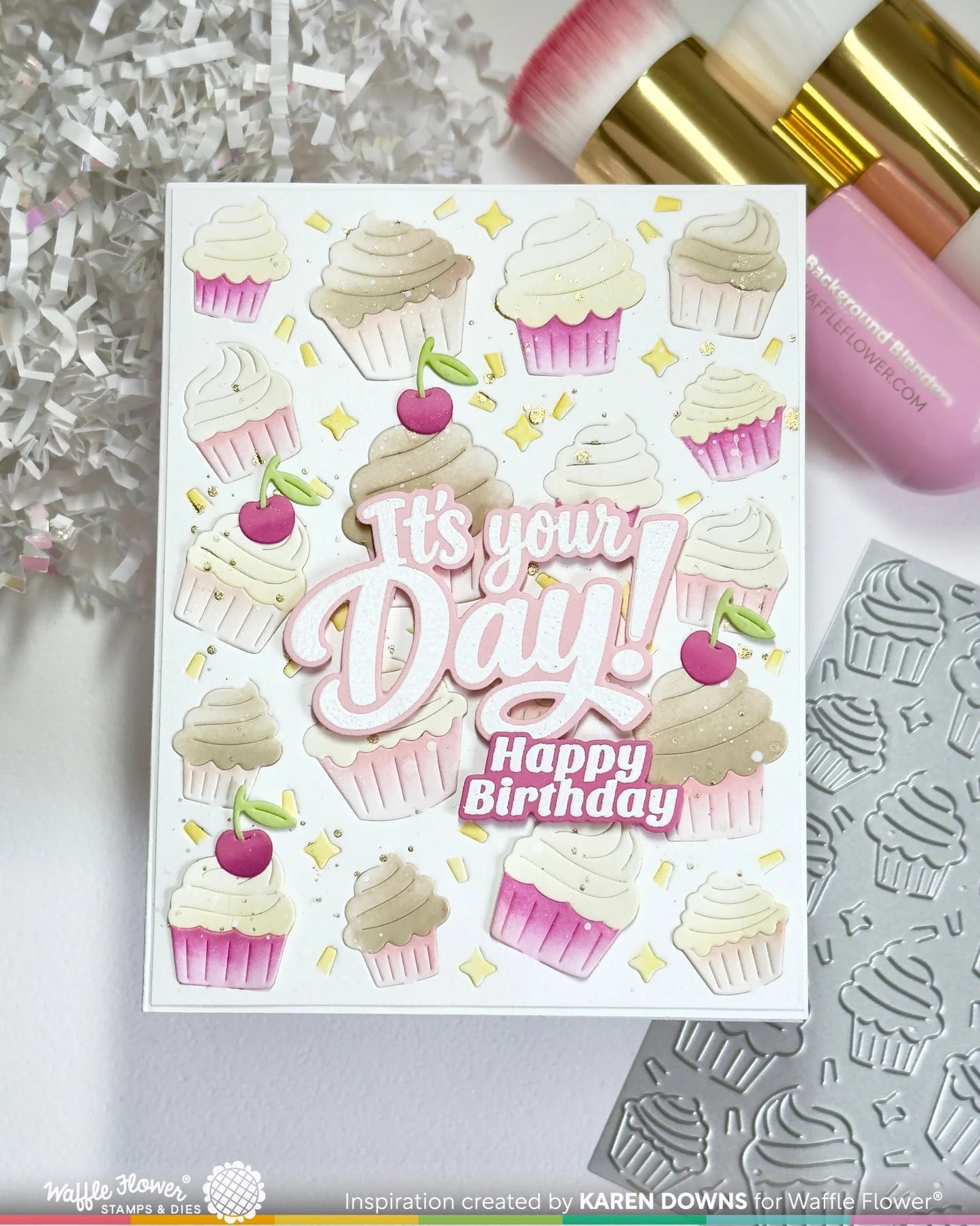 Waffle Flower Cupcake Background Texture Die