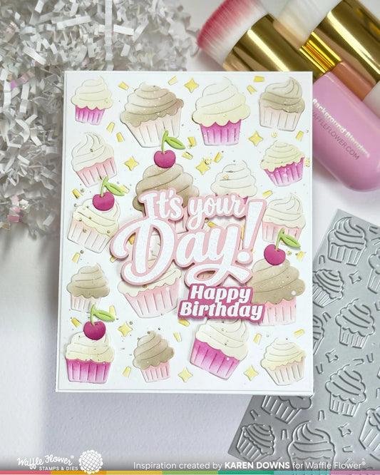 Waffle Flower Cupcake Background Texture Die