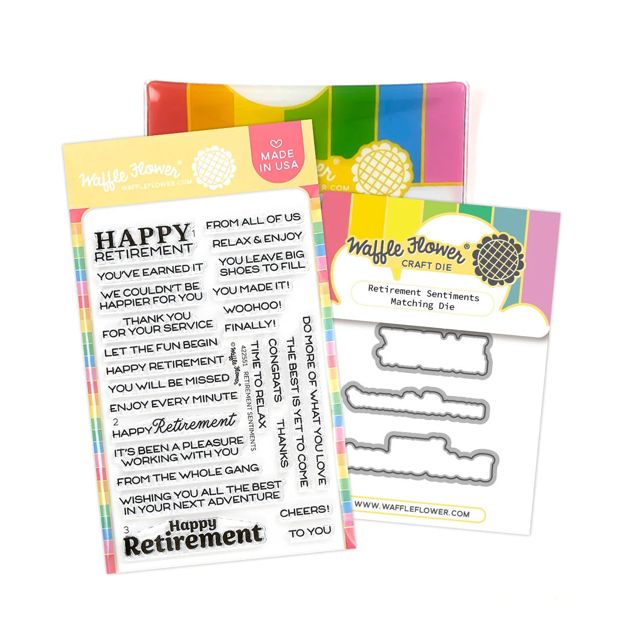 Waffle Flower Retirement Sentiments Combo (Stamp and Die set)