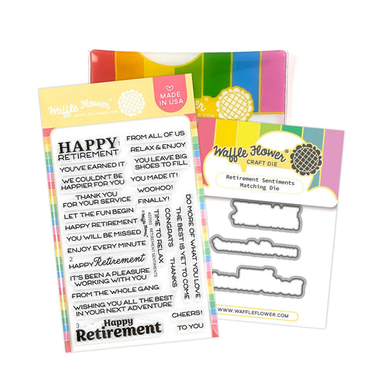 Waffle Flower Retirement Sentiments Combo (Stamp and Die set)