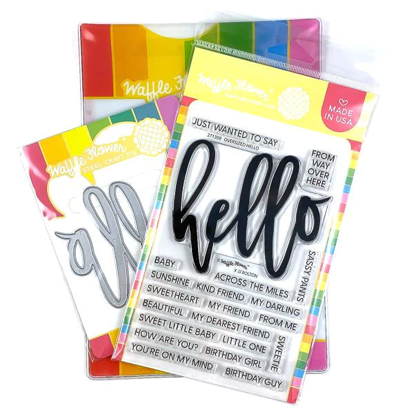 Waffle Flower Oversized Hello Combo (Stamp and Die set)