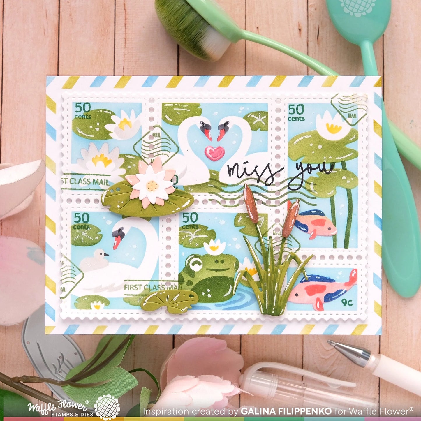 Waffle Flower Postage Collage The Pond Stencil Set