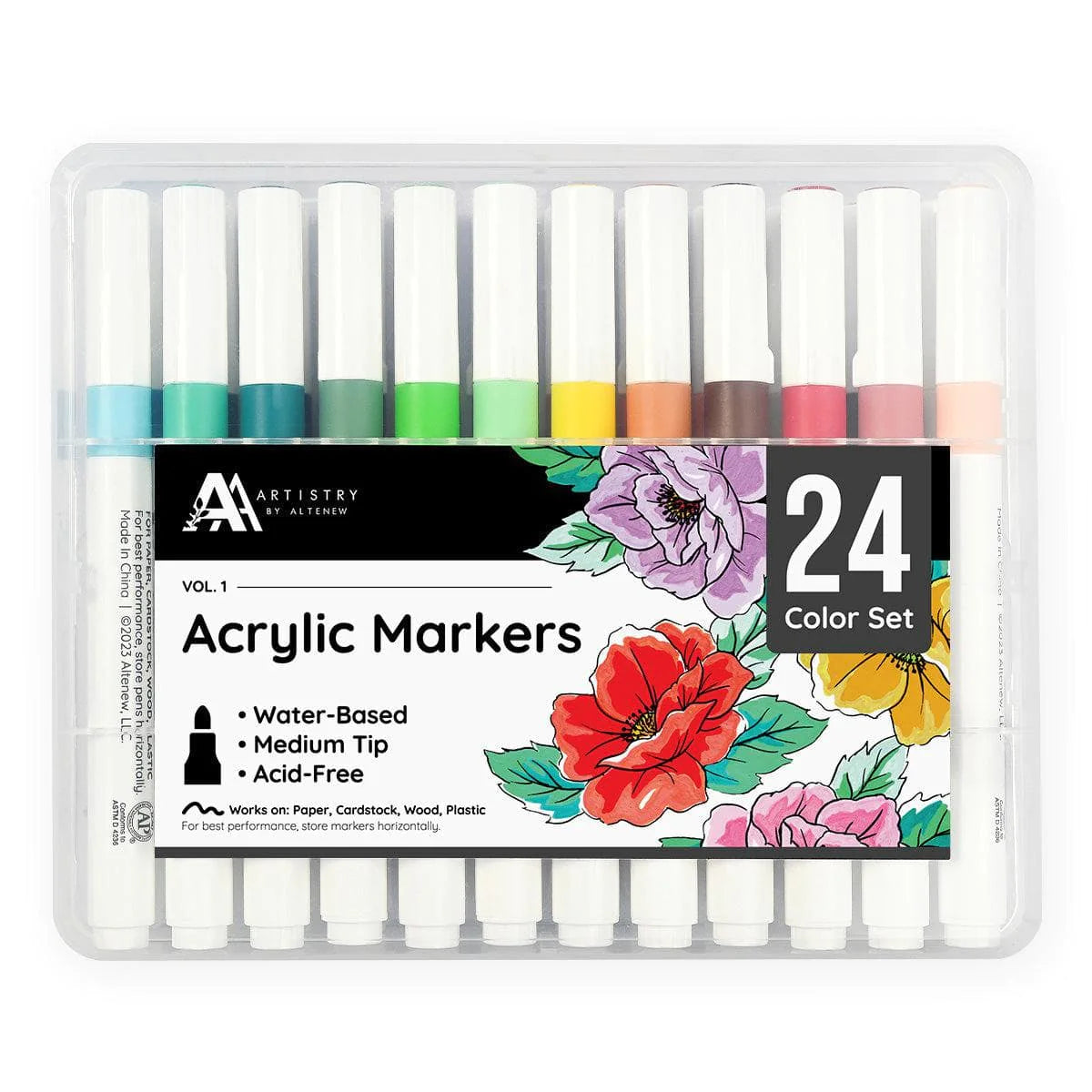 Altenew Acrylic Markers Set & Color-by-Numbers Sheets Bundle